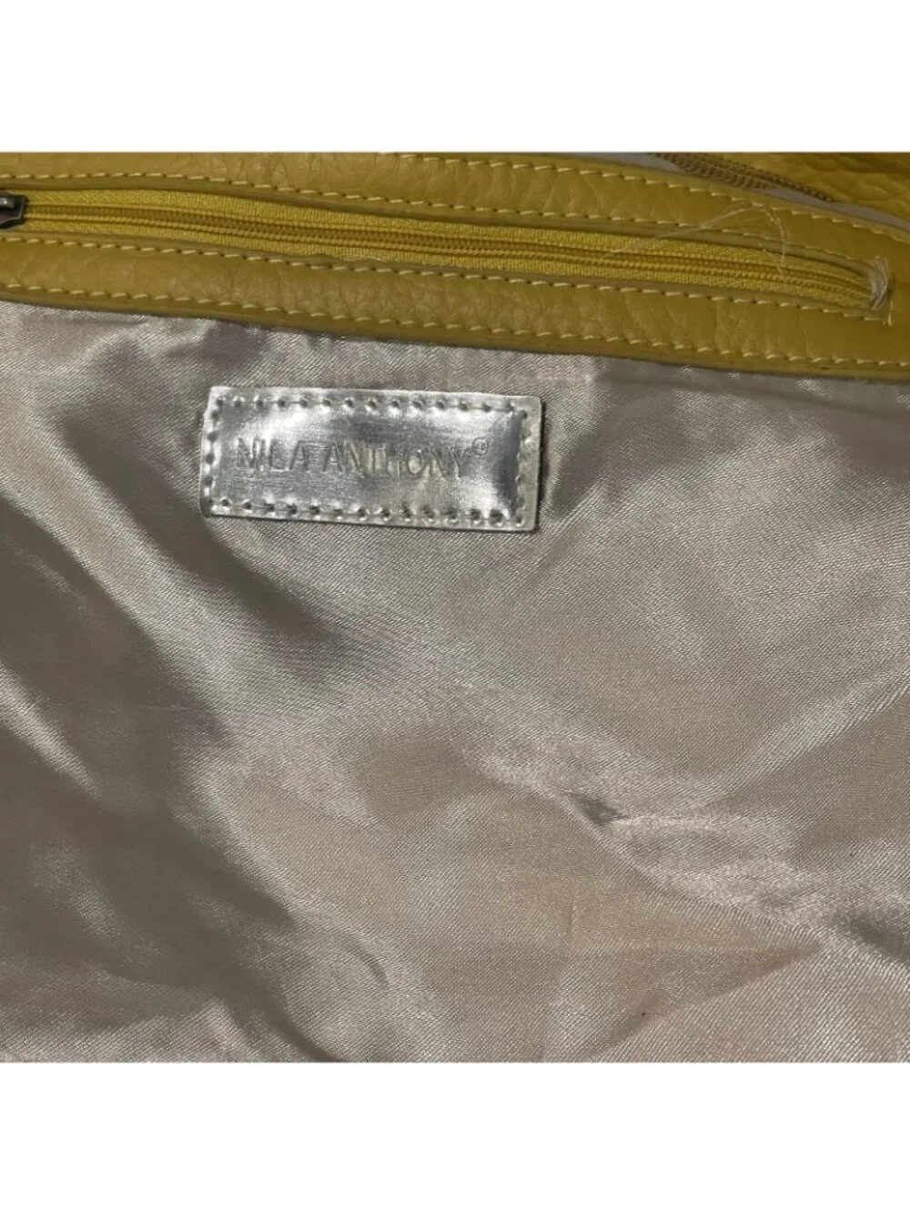 Nila Anthony Hobo Bag Womens Large Gold Striped Faux Leather Studded Shoulder